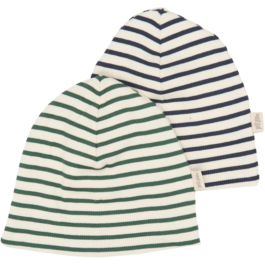PETIT PIAO PPSky Beanie 2-Pack Huer Navy Blazer Striped