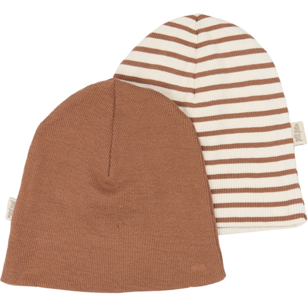 PETIT PIAO PPSky Beanie 2-Pack Huer Rawhide Striped