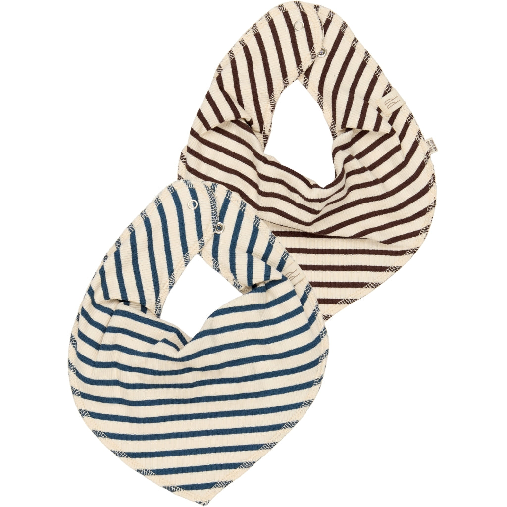 PETIT PIAO PPSky Bib 2-Pack Hagesmække og savlesmække Chestnut Striped