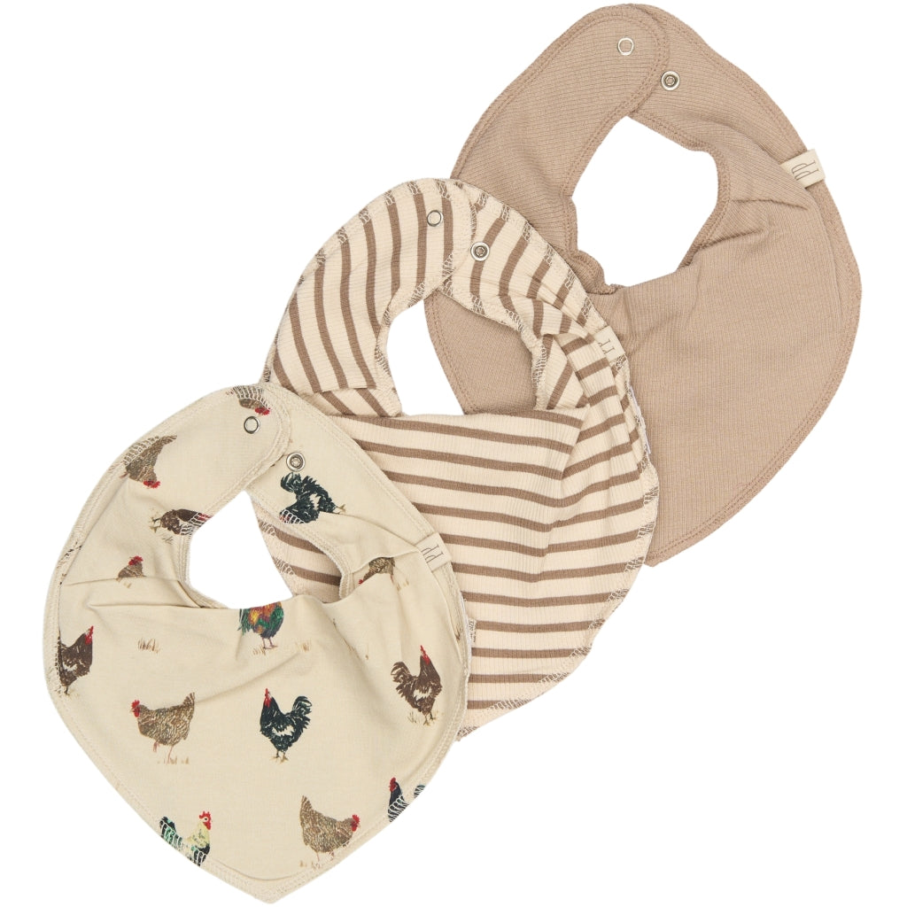 PETIT PIAO PPSky Bib 3-Pack Hagesmække og savlesmække Ginger Snap Striped