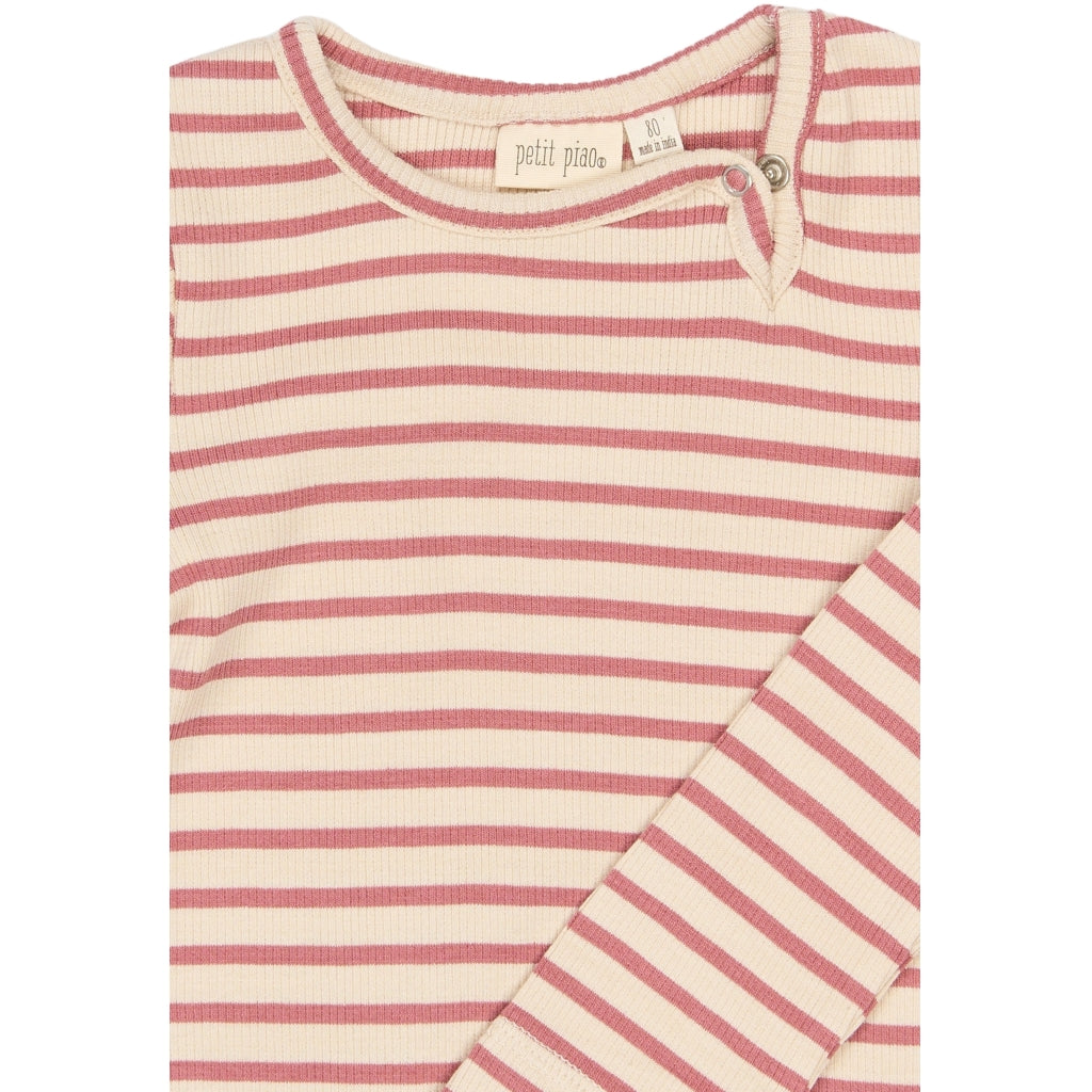 PETIT PIAO PPSky L_S Body Bodystockings Dusty Rose Striped