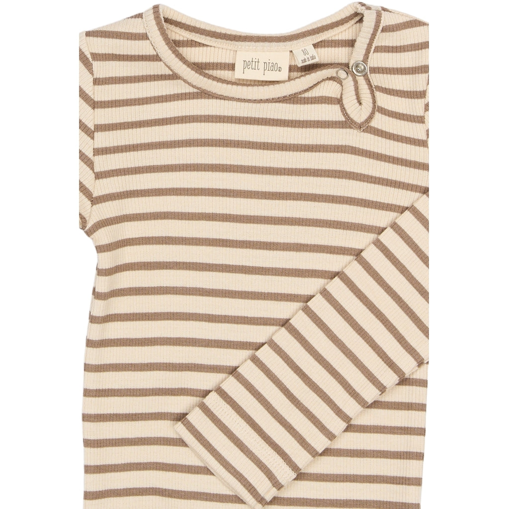 PETIT PIAO PPSky L_S Body Bodystockings Ginger Snap Striped