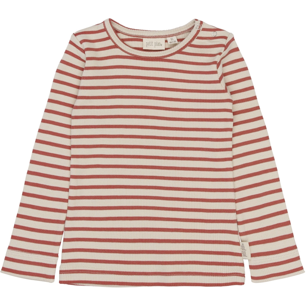 PETIT PIAO PPSky L_S Tee Langærmet bluse Cinnabar Striped