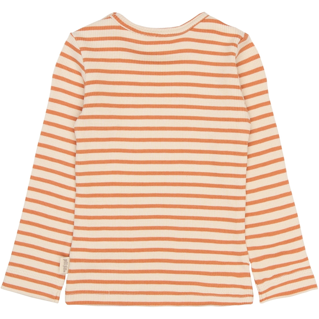 PETIT PIAO PPSky L_S Tee Langærmet bluse Coral Gold Striped