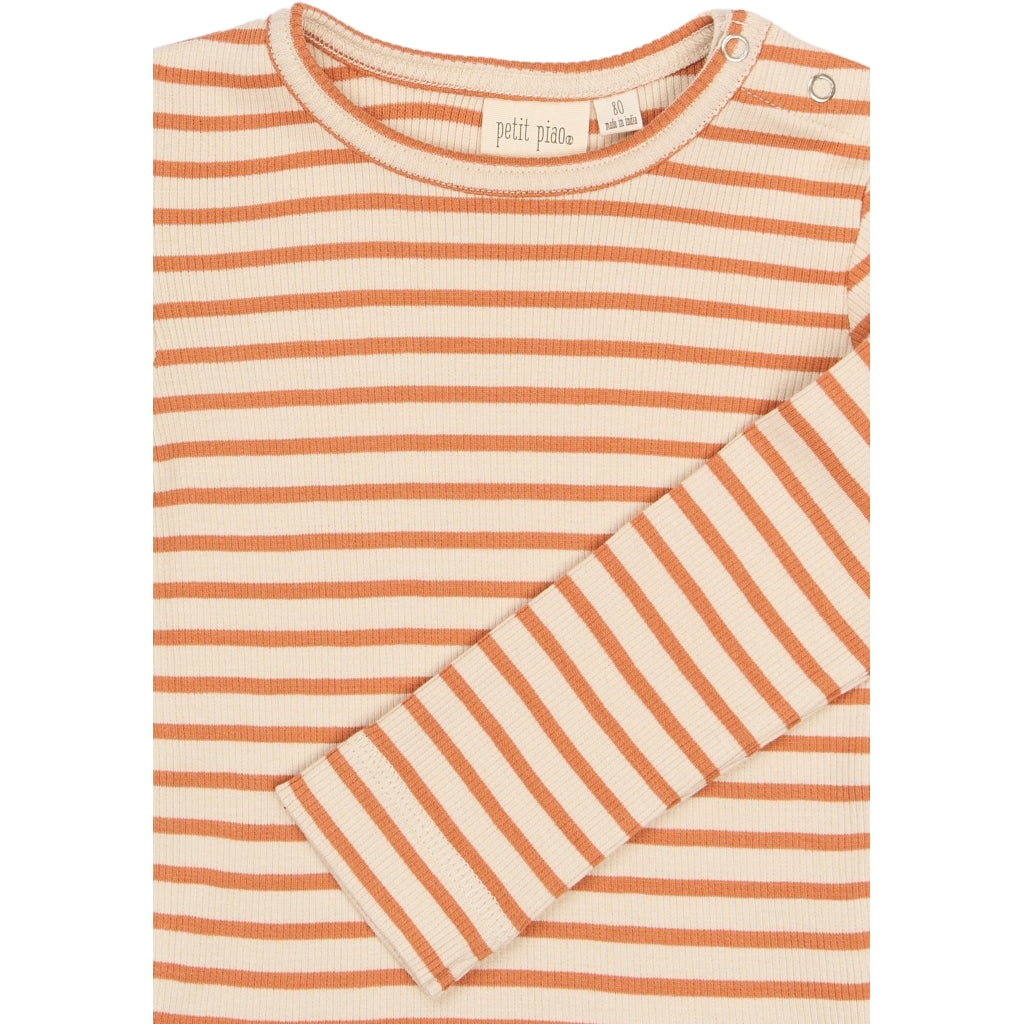 PETIT PIAO PPSky L_S Tee Langærmet bluse Coral Gold Striped