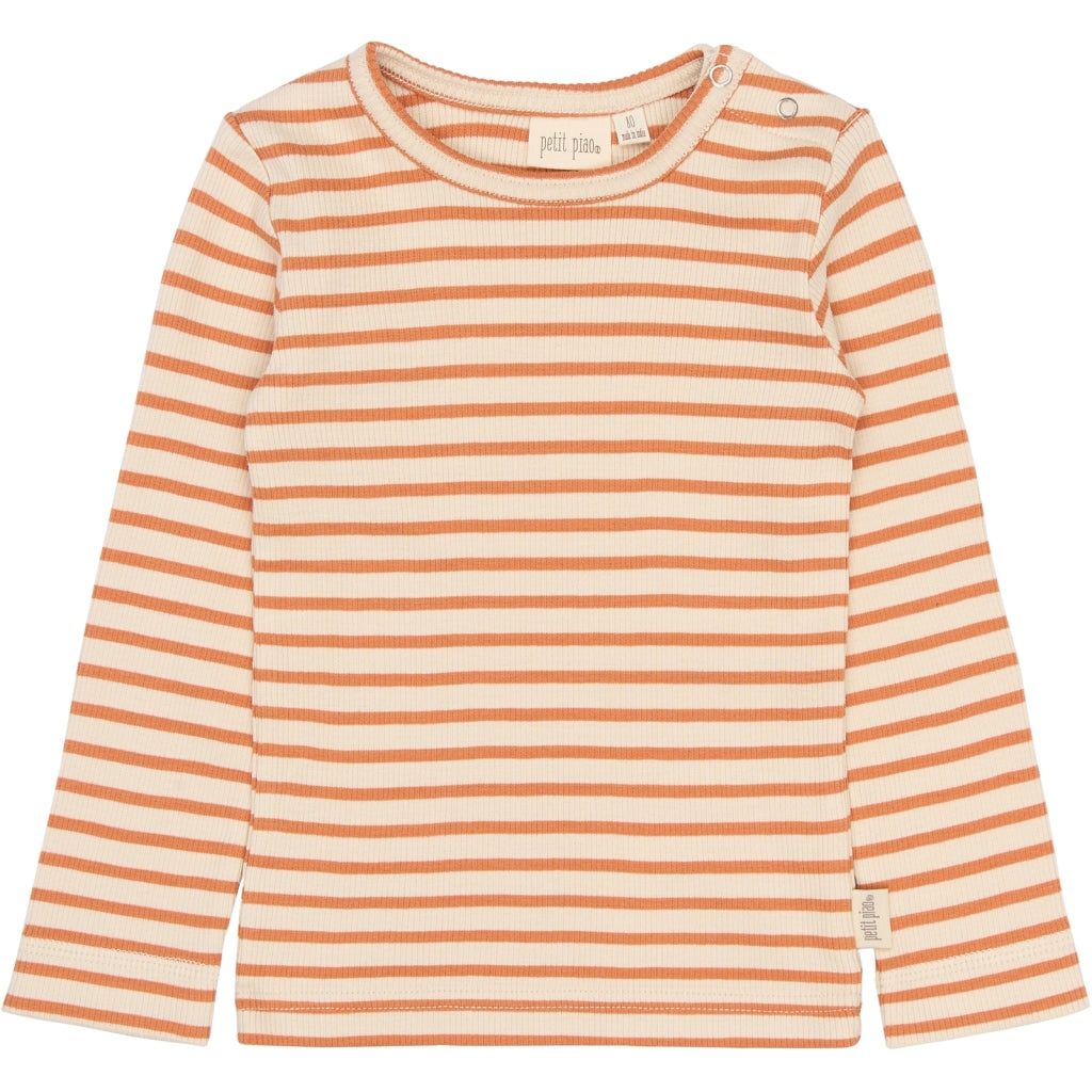 PETIT PIAO PPSky L_S Tee Langærmet bluse Coral Gold Striped