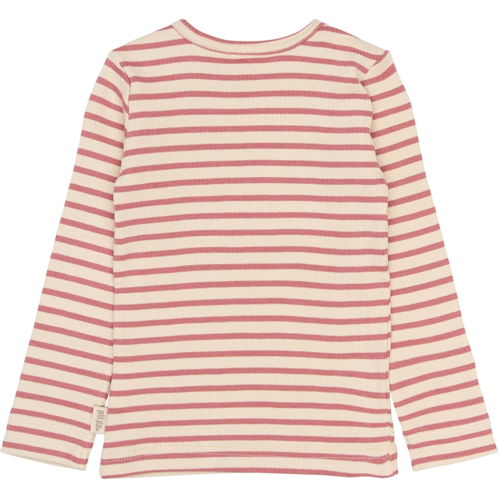 PETIT PIAO PPSky L_S Tee Langærmet bluse Dusty Rose Striped