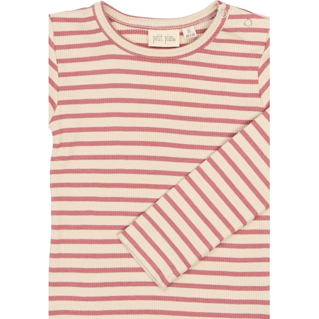 PETIT PIAO PPSky L_S Tee Langærmet bluse Dusty Rose Striped