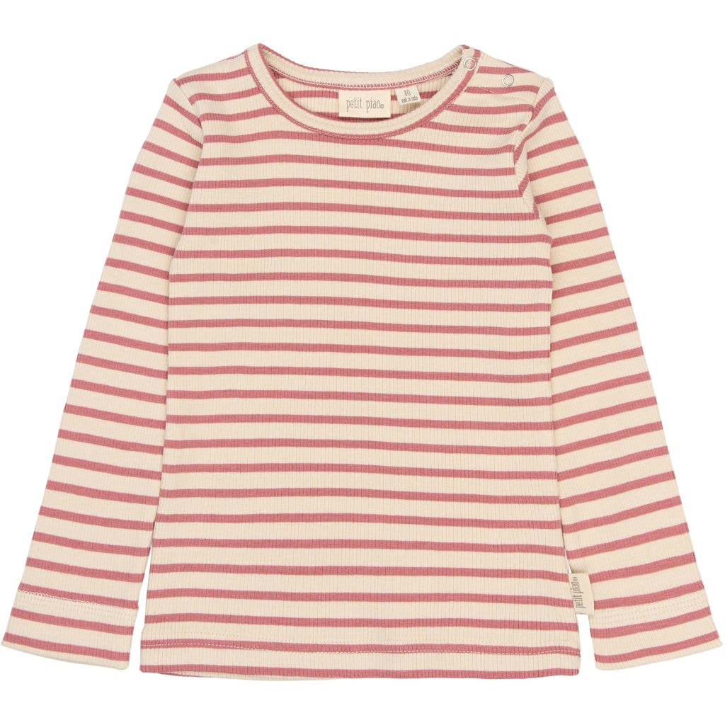 PETIT PIAO PPSky L_S Tee Langærmet bluse Dusty Rose Striped