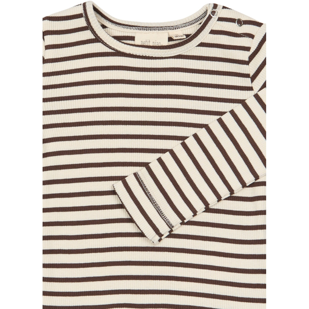 PETIT PIAO PPSky L_S Tee Langærmet bluse Chestnut Striped