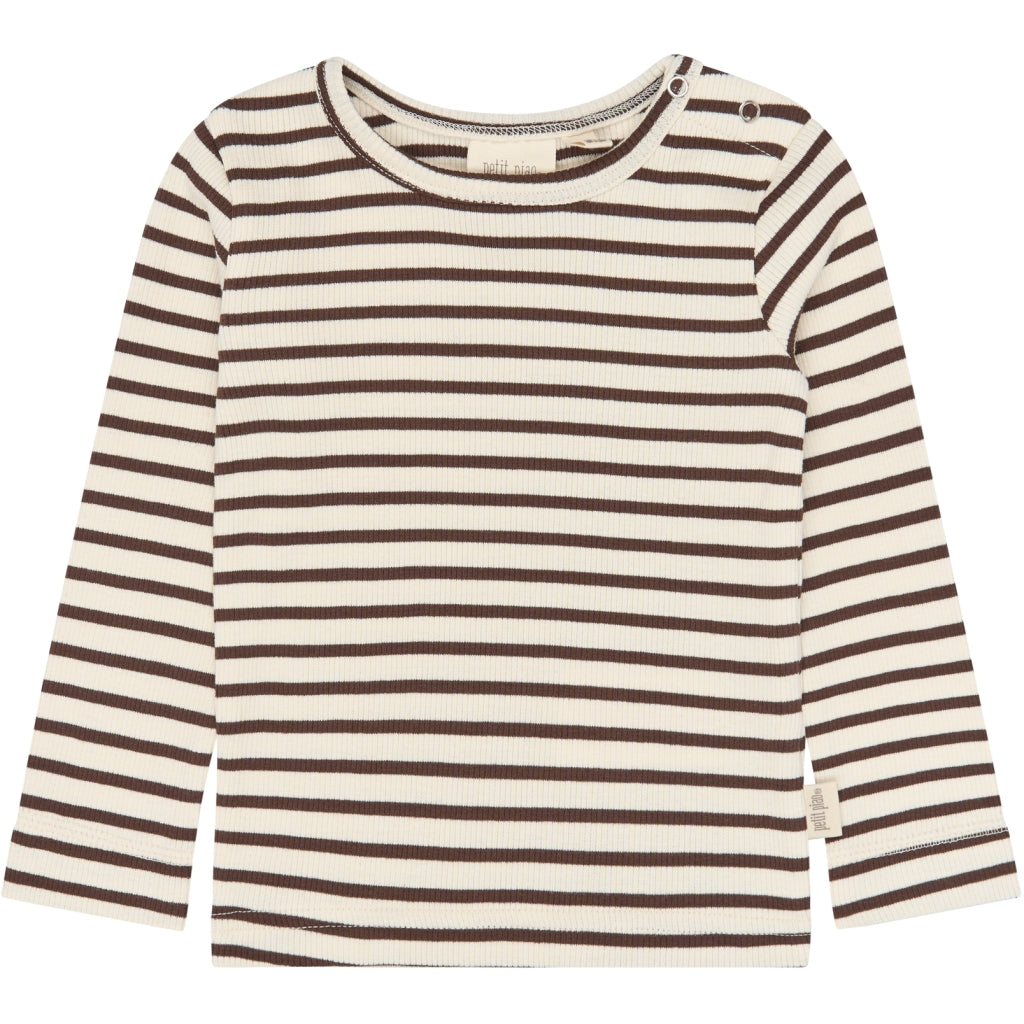 PETIT PIAO PPSky L_S Tee Langærmet bluse Chestnut Striped