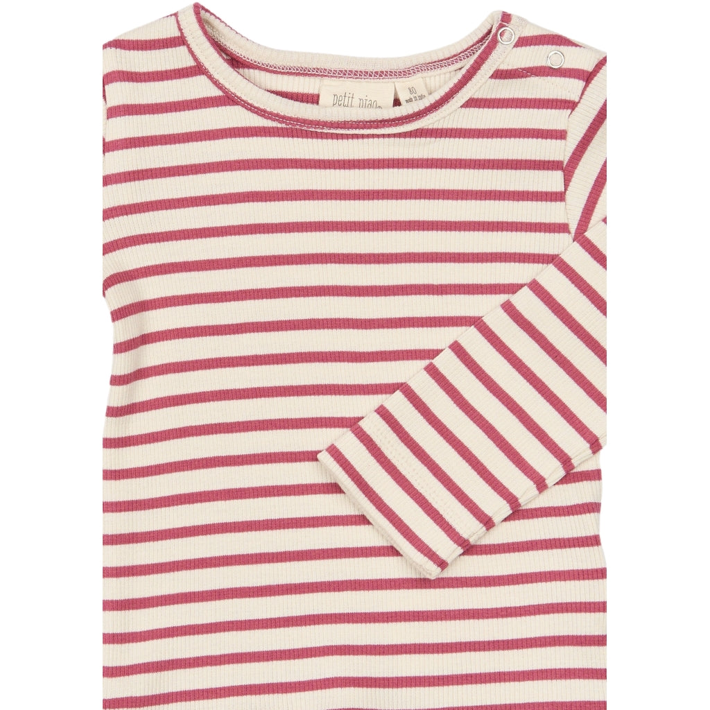 PETIT PIAO PPSky L_S Tee Langærmet bluse Mauvewood Striped