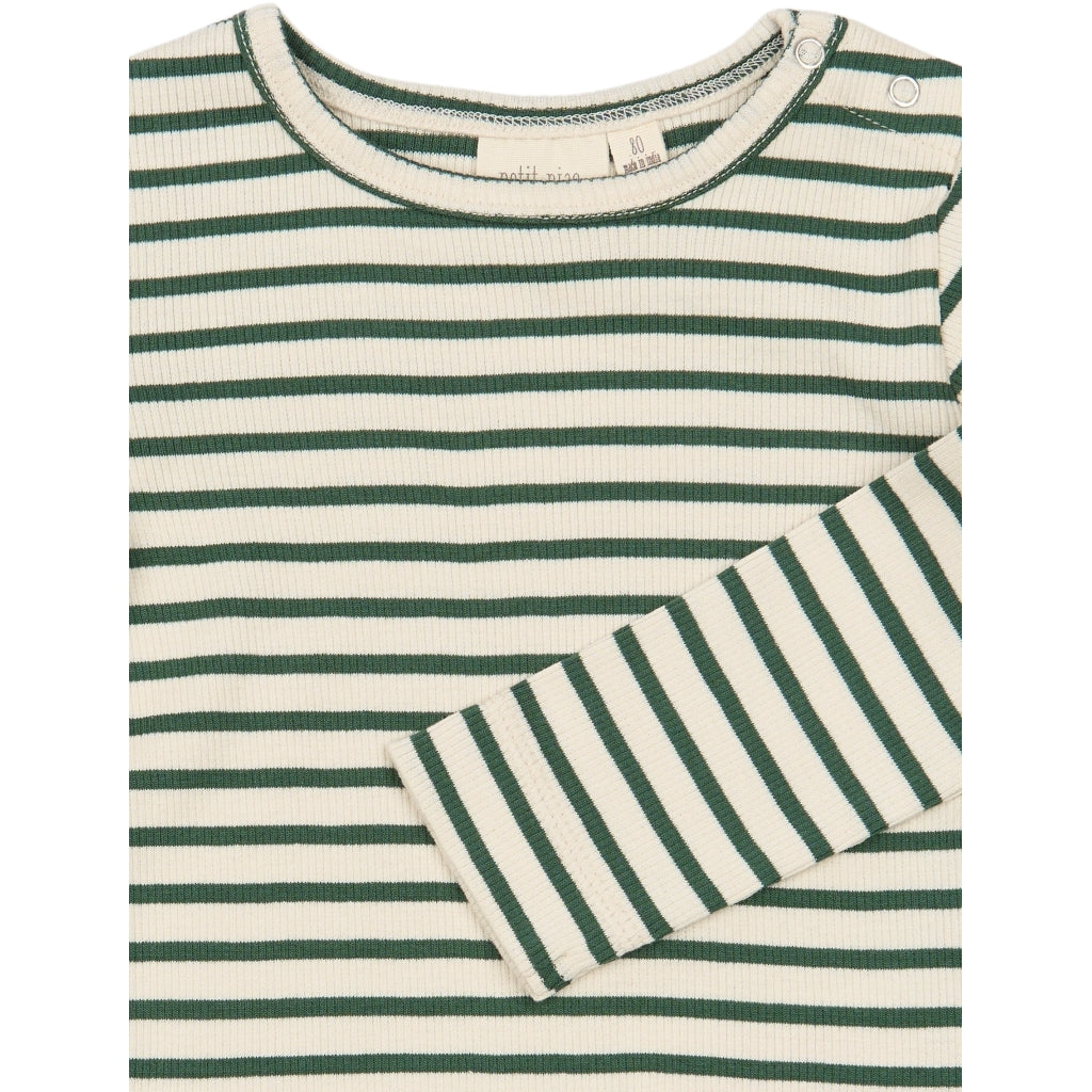 PETIT PIAO PPSky L_S Tee Langærmet bluse Trekking Green Striped