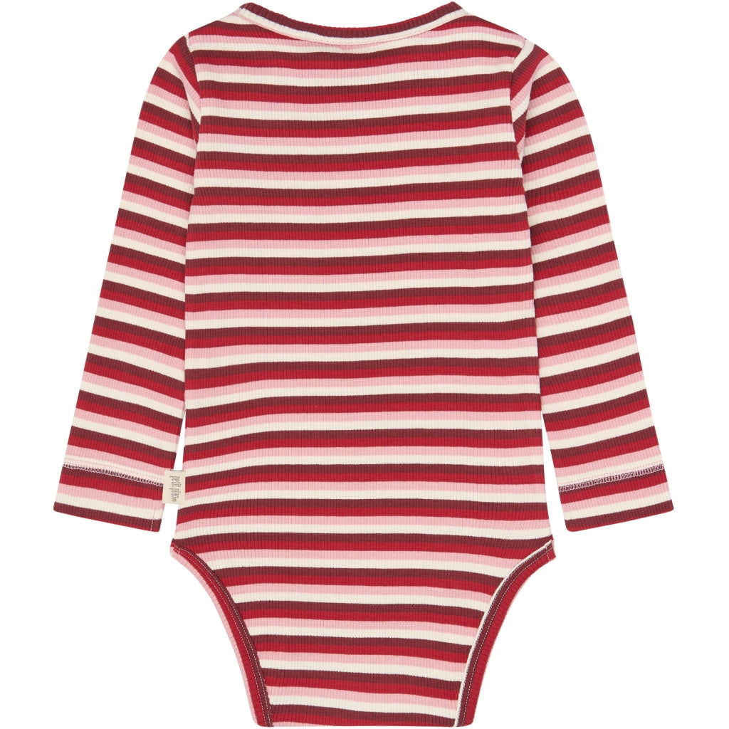 PETIT PIAO PPSong L_S Body Bodystockings Haute Red Multistriped