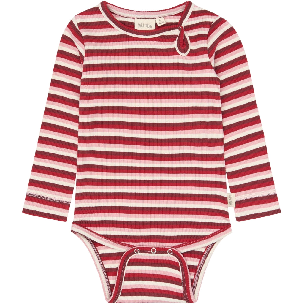 PETIT PIAO PPSong L_S Body Bodystockings Haute Red Multistriped