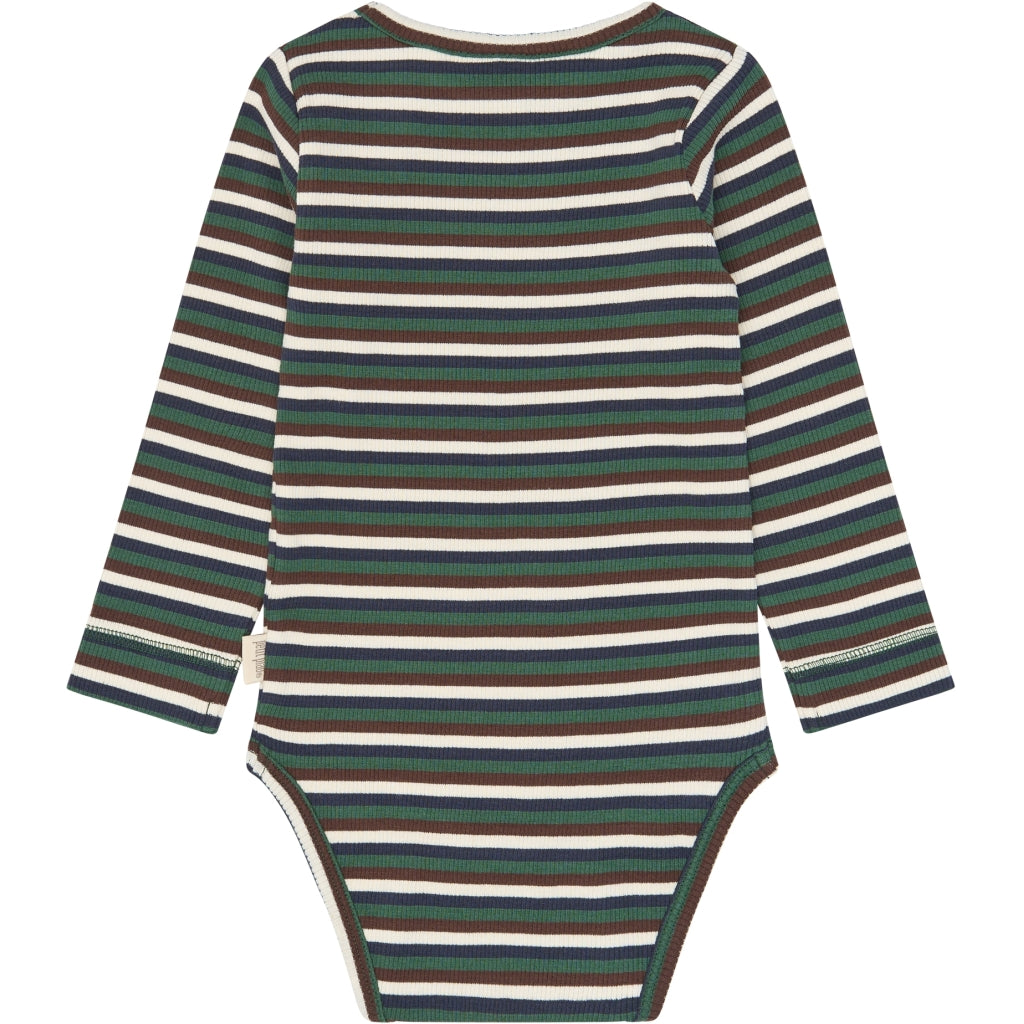 PETIT PIAO PPSong L_S Body Bodystockings Trekking Green Multistriped