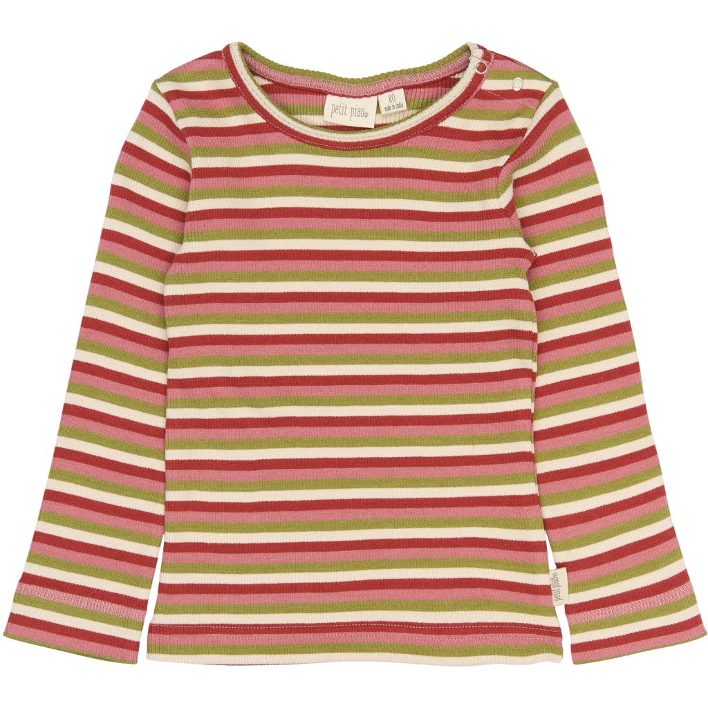 PETIT PIAO PPSong L_S Tee Langærmet bluse Dusty Rose Multistriped