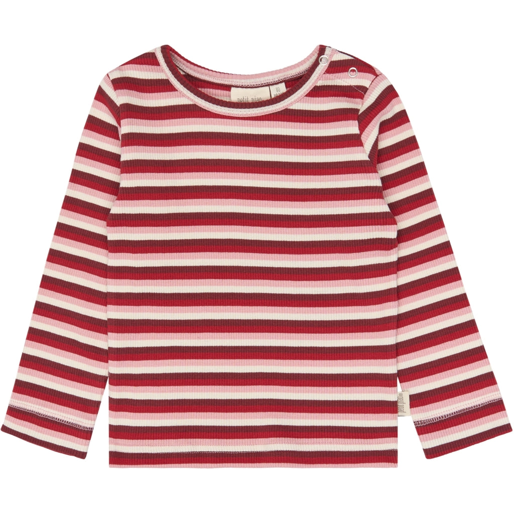PETIT PIAO PPSong L_S Tee Langærmet bluse Haute Red Multistriped