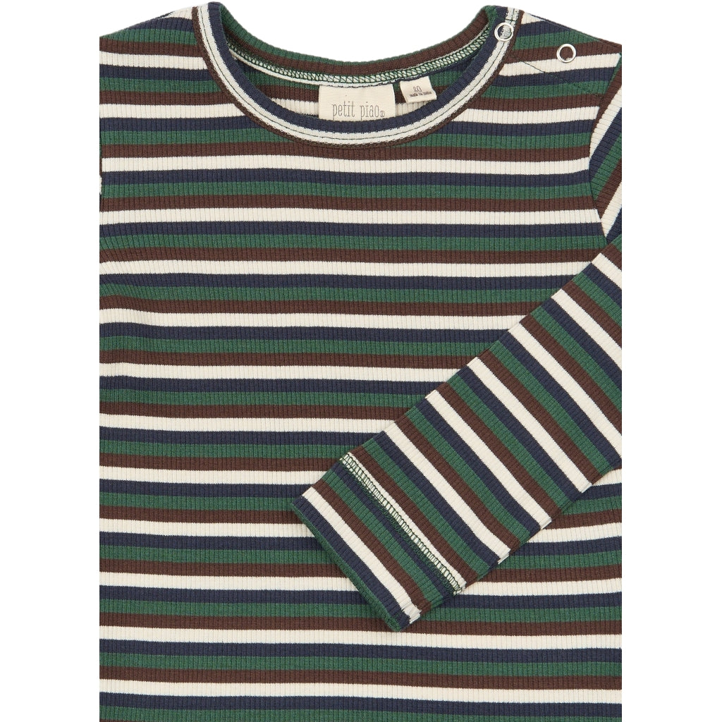 PETIT PIAO PPSong L_S Tee Langærmet bluse Trekking Green Multistriped