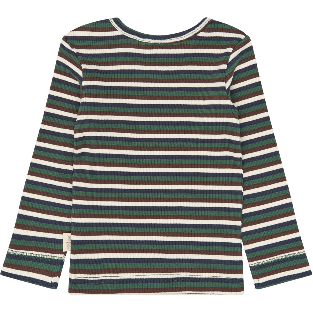 PETIT PIAO PPSong L_S Tee Langærmet bluse Trekking Green Multistriped