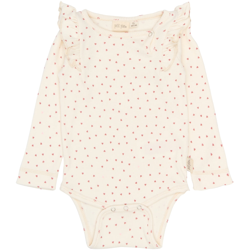 PETIT PIAO PPSonja L_S Body Bodystockings Eggnog Heart AOP