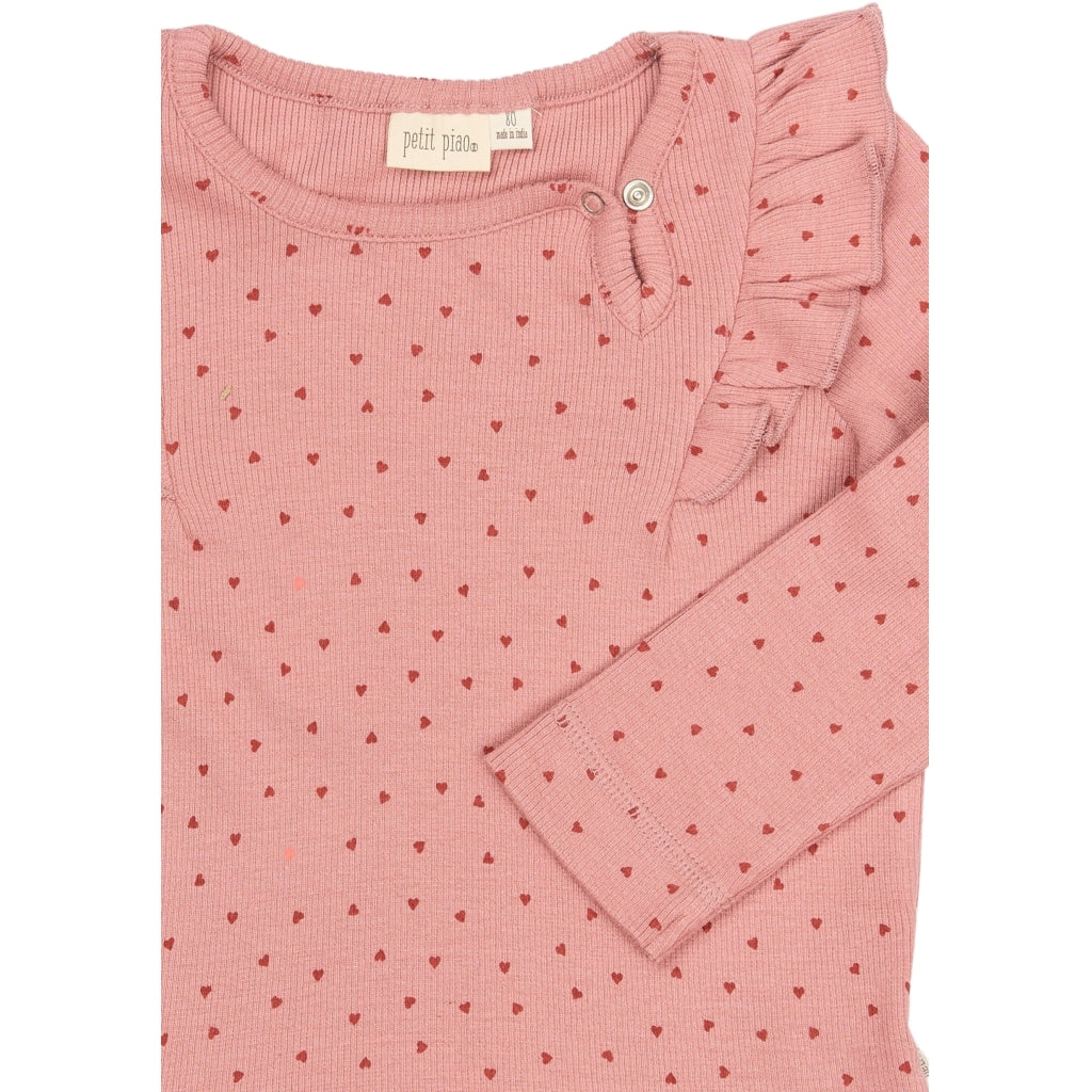PETIT PIAO PPSonja L_S Dress Kjoler Dusty Rose Heart AOP