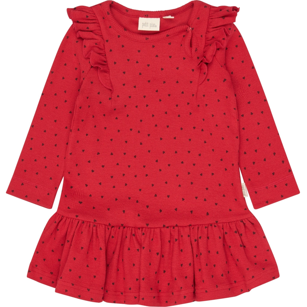 PETIT PIAO PPSonja L_S Dress Kjoler Haute Red Heart AOP