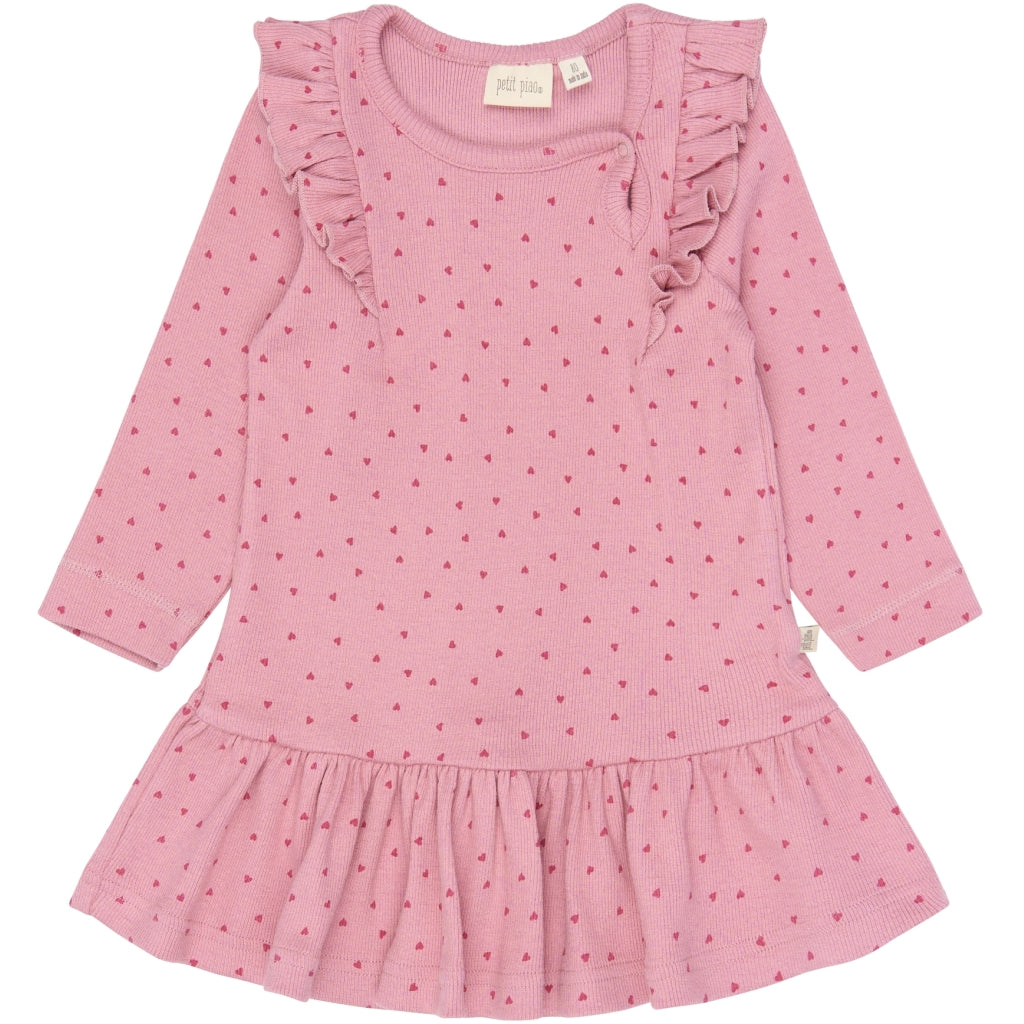PETIT PIAO PPSonja L_S Dress Kjoler Rose Elegance Heart AOP