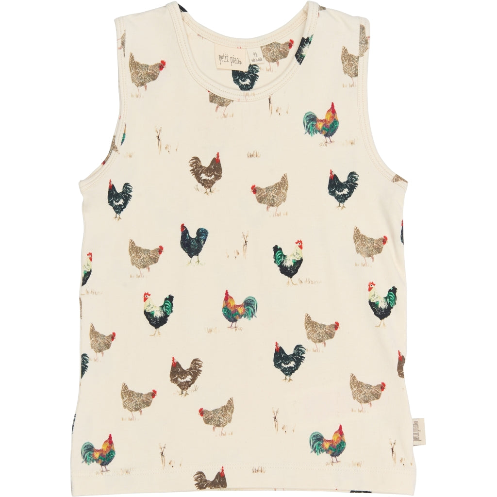 PETIT PIAO PPStar Boys Undershirt 2-pack Undertøj Eggnog Rooster AOP