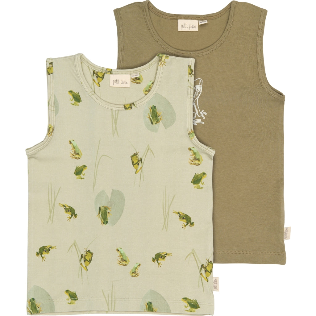 PETIT PIAO PPStar Boys Undershirt 2-pack Undertøj Tidal Foam Frog AOP