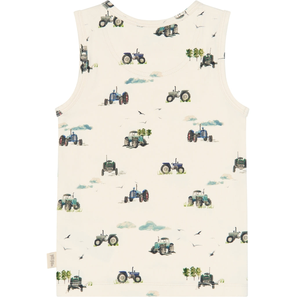 PETIT PIAO PPStar Boys Undershirt 2-pack Undertøj Eggnog Tractor AOP