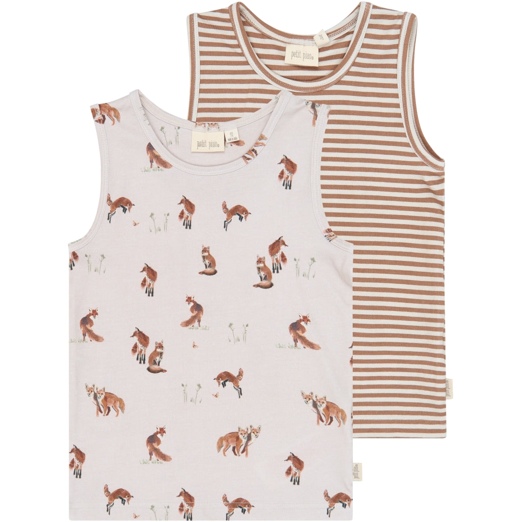 PETIT PIAO PPStar Boys Undershirt 2-pack Undertøj Gray Morn Fox AOP