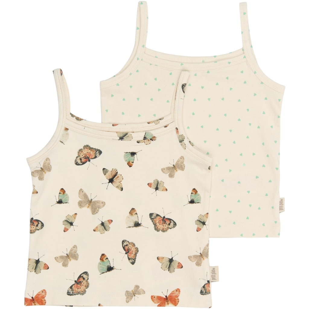 PETIT PIAO PPStar Girls Undershirt 2-pack Undertøj Eggnog Butterfly AOP
