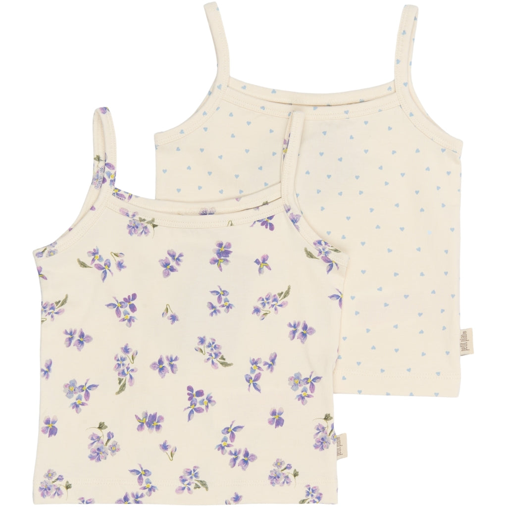 PETIT PIAO PPStar Girls Undershirt 2-pack Undertøj Eggnog Viola AOP