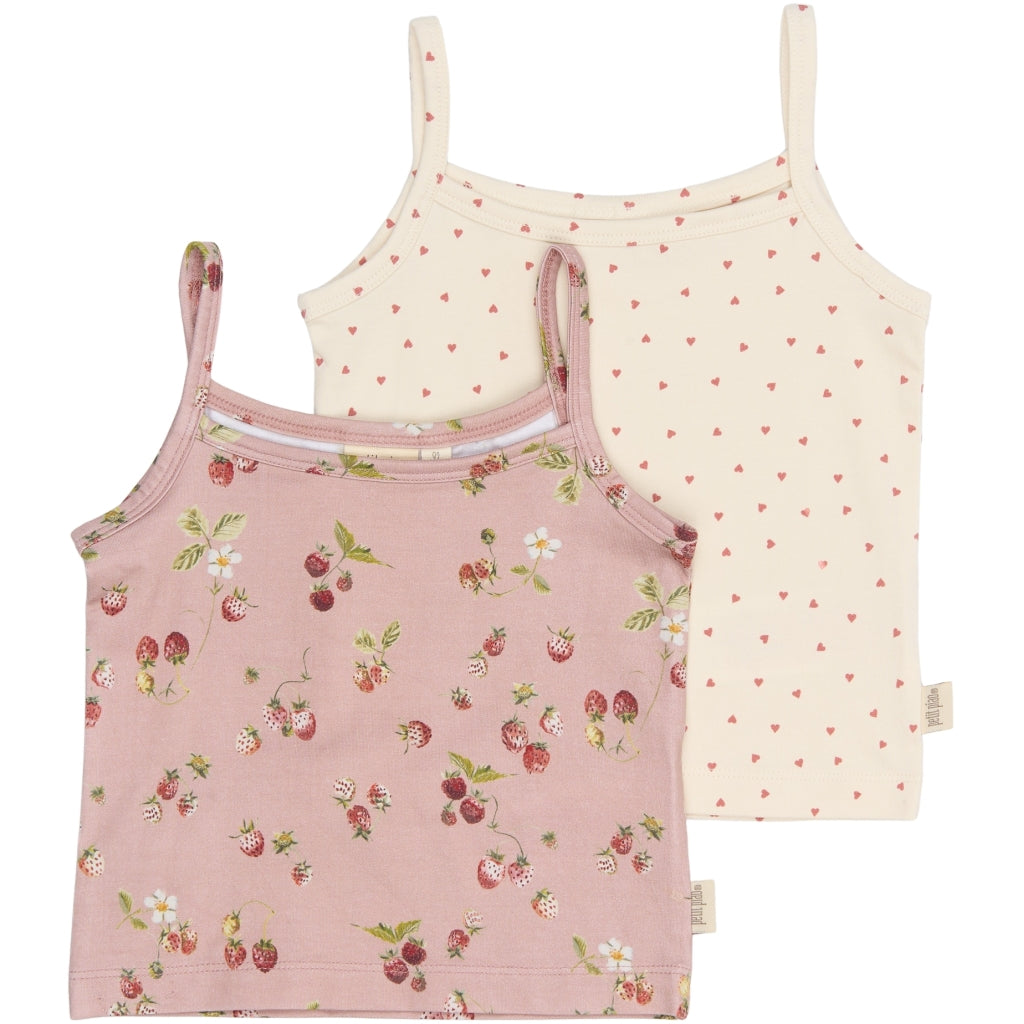 PETIT PIAO PPStar Girls Undershirt 2-pack Undertøj Misty Rose Strawberry AOP