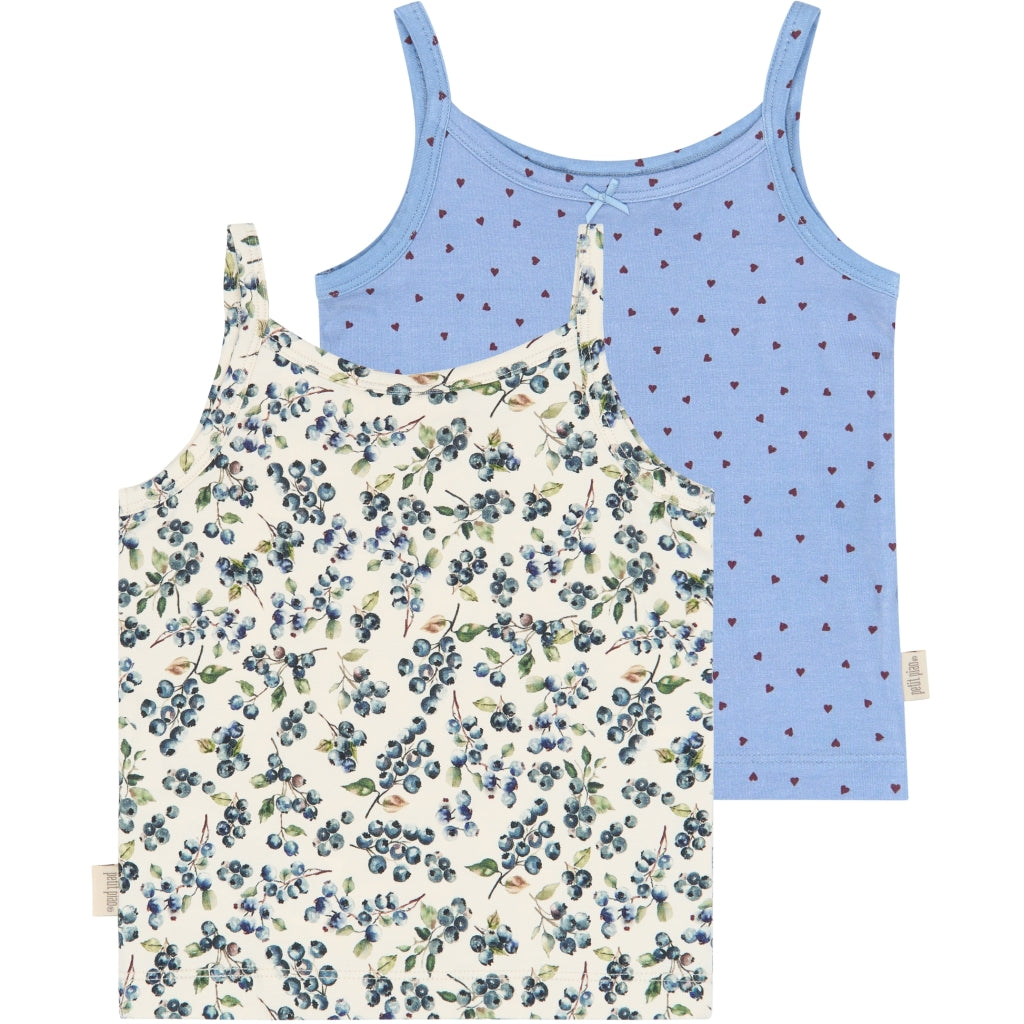 PETIT PIAO PPStar Girls Undershirt 2-pack Undertøj Eggnog Blueberry AOP