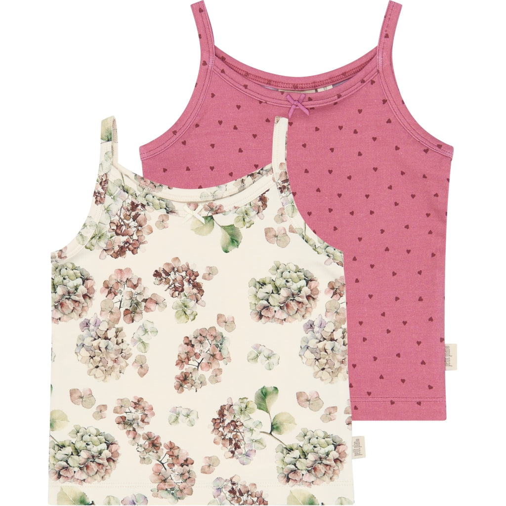 PETIT PIAO PPStar Girls Undershirt 2-pack Undertøj Eggnog Hydranger AOP