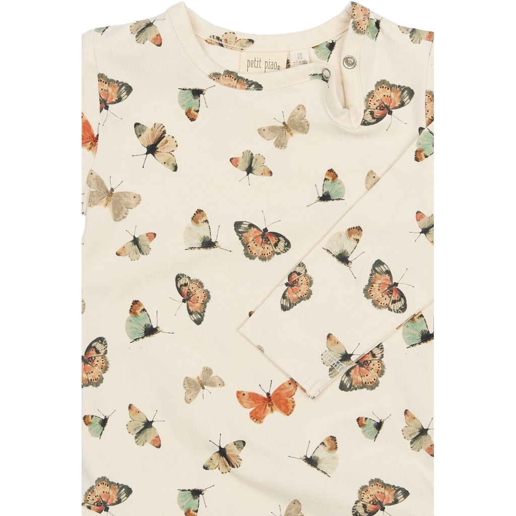 PETIT PIAO PPStar L_S Body Bodystockings Eggnog Butterfly AOP