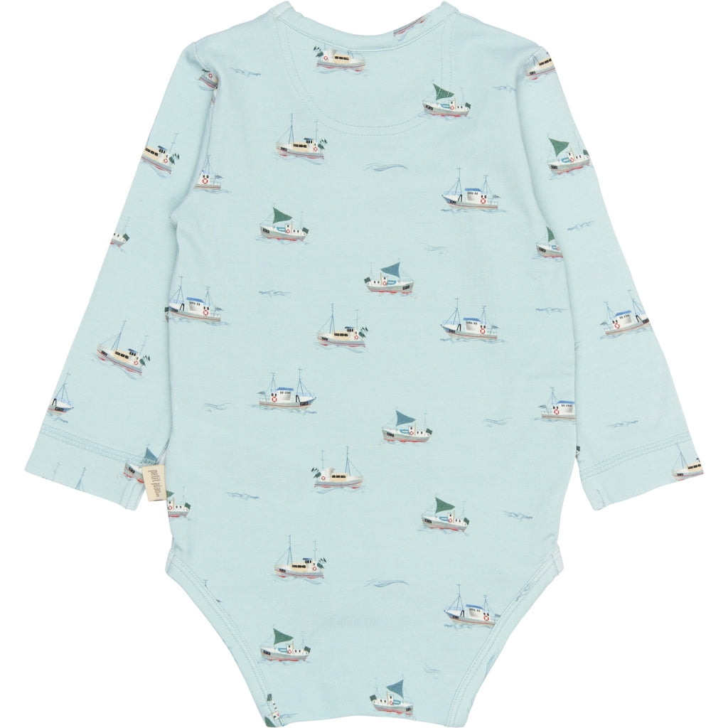 PETIT PIAO PPStar L_S Body Bodystockings Illusion Blue Boat AOP