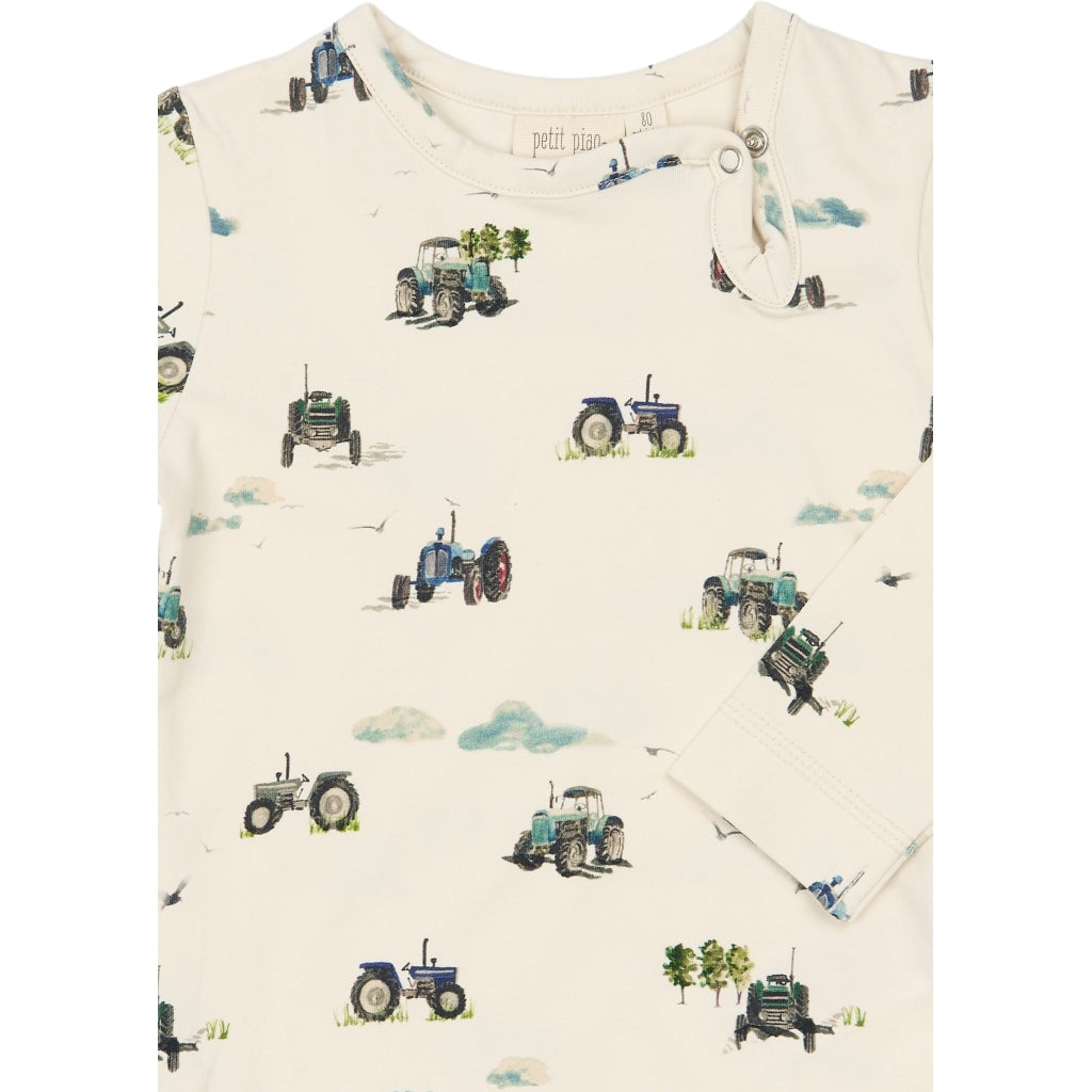 PETIT PIAO PPStar L_S Body Bodystockings Eggnog Tractor AOP
