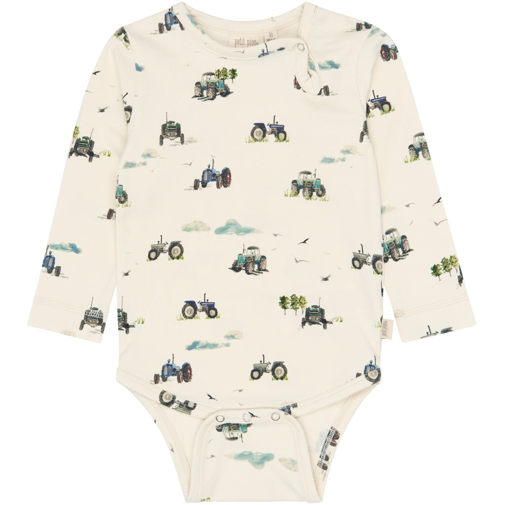 PETIT PIAO PPStar L_S Body Bodystockings Eggnog Tractor AOP