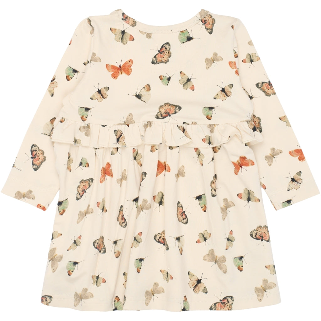 PETIT PIAO PPStar L_S Dress Kjoler Eggnog Butterfly AOP