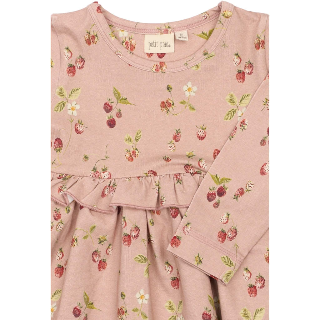 PETIT PIAO PPStar L_S Dress Kjoler Misty Rose Strawberry AOP
