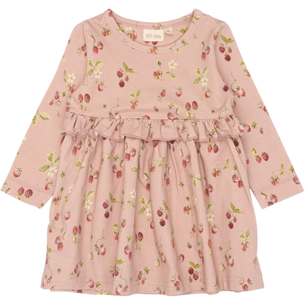 PETIT PIAO PPStar L_S Dress Kjoler Misty Rose Strawberry AOP
