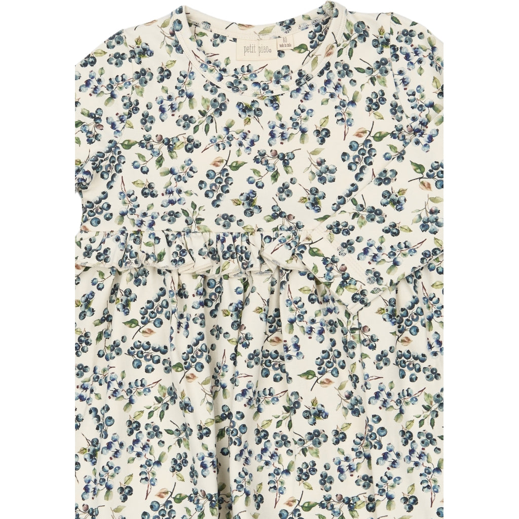 PETIT PIAO PPStar L_S Dress Kjoler Eggnog Blueberry AOP