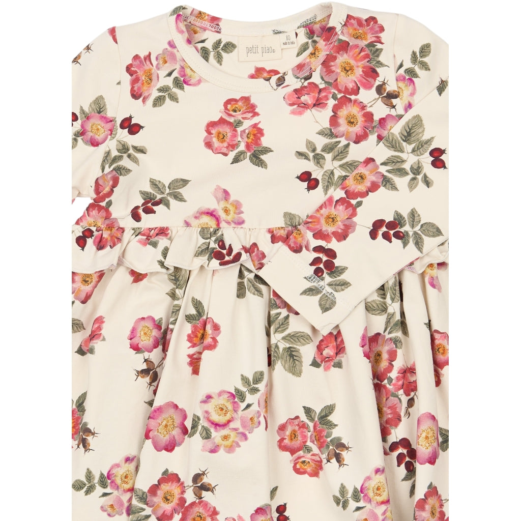 PETIT PIAO PPStar L_S Dress Kjoler Eggnog Rosehip AOP