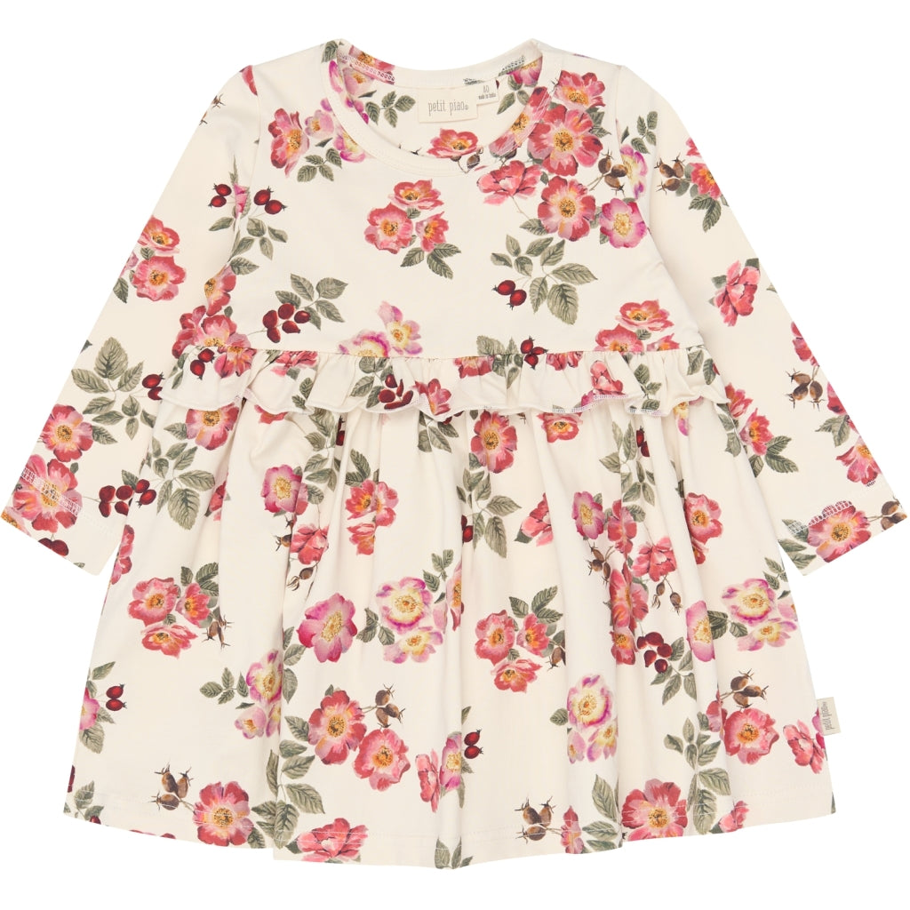 PETIT PIAO PPStar L_S Dress Kjoler Eggnog Rosehip AOP