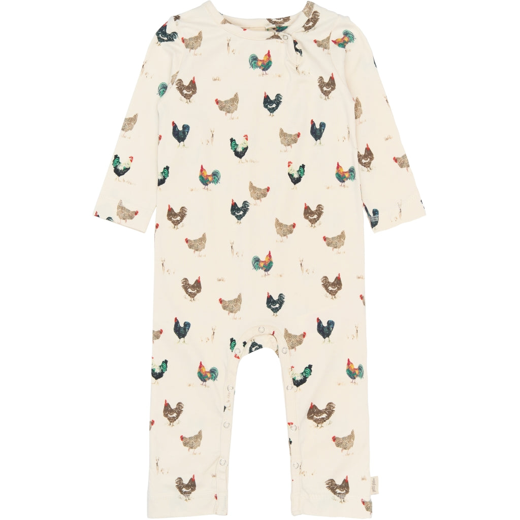 PETIT PIAO PPStar L_S Jumpsuit Heldragter Eggnog Rooster AOP