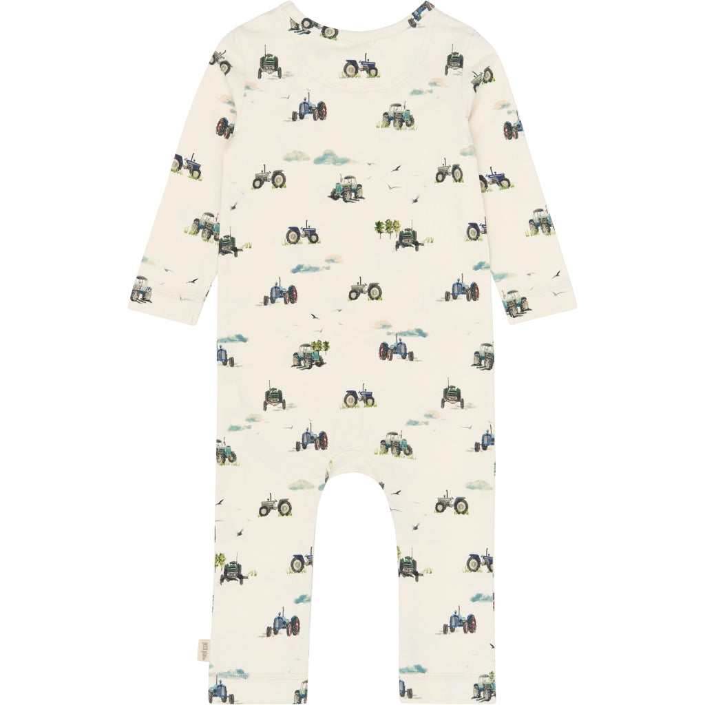 PETIT PIAO PPStar L_S Jumpsuit Heldragter Eggnog Tractor AOP