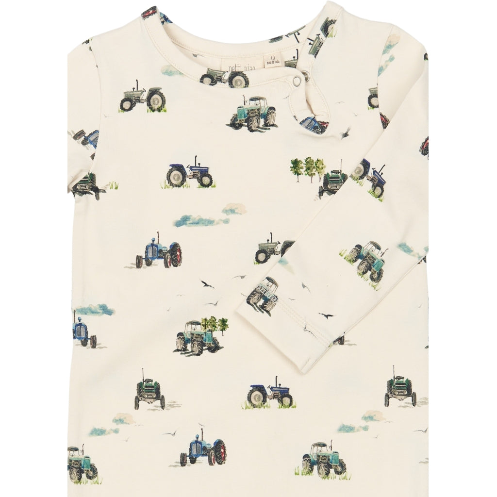 PETIT PIAO PPStar L_S Jumpsuit Heldragter Eggnog Tractor AOP